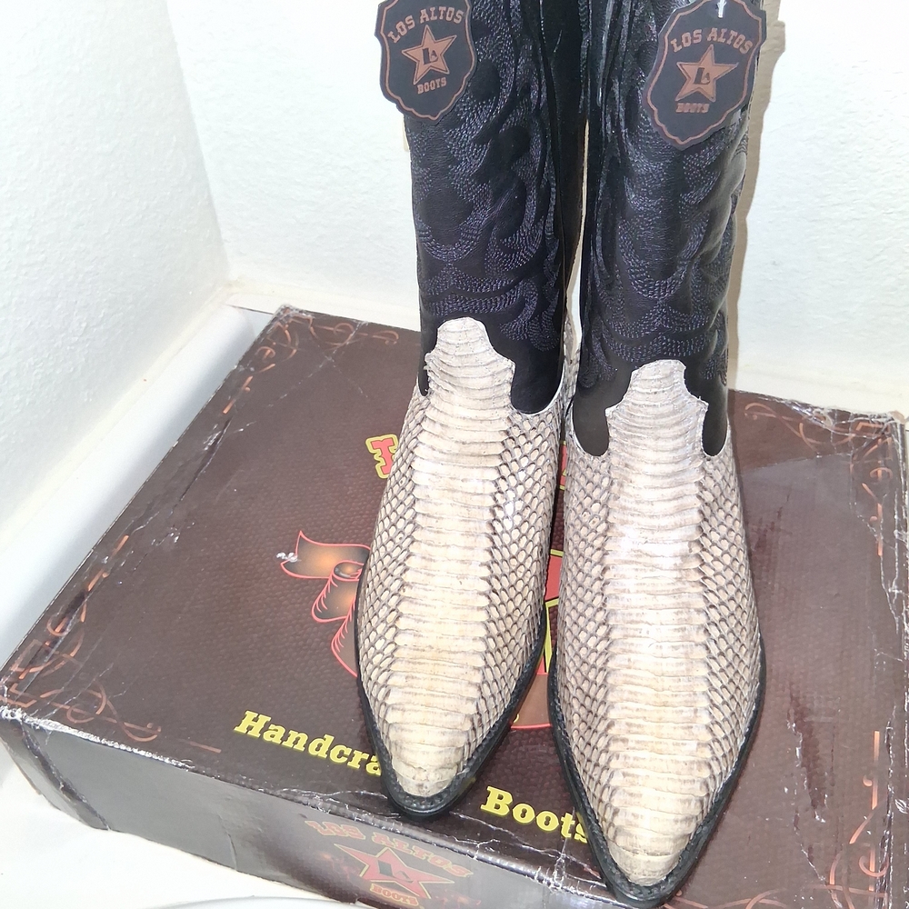 Los Altos Men's Black and Cream Boots